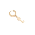 Detailed macro view of golden key pendant earrings with polished circular buckle hooks - Gold Key Shape Pendant (11#)