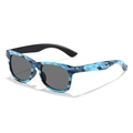 Kinder Sonnenbrille mit blauem Camouflage-Rahmen und dunkelgrauen UV-Gläsern - Blau Camouflage
