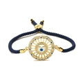 Bracelet tressé ajustable Mauvais Œil avec pendentif cœur bleu et détails dorés - Bleu