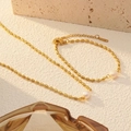 Goldenes Perlenschmuckset mit ovalen Gliedern und weißen Perlen inkl. Halskette und Armband - Ovales Perlenset