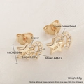 18K gold plated star and heart stud earrings with AAA zircon and Love engraving - Star Heart