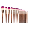 Professionelles 18-teiliges Make-up-Pinsel-Set mit lila Borsten und Holzgriffen - Holz-Set