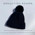 Winter black knit beanie for adults featuring a large pompom and ribbed cuff detail - Cable Knit-Thickened Style / Black