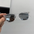Gafas de sol cuadradas retro con montura transparente y lentes de espejo plateadas - Montura Transparente Lentes Plateadas