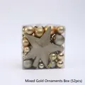 52-teiliges goldene Weihnachtsbaumschmuck-Set mit Sternspitze in Klarsichtbox - Gemischte Kugeln Box / Gold - 52 Stk