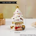 Ceramic Christmas tree jewelry box with cute white bear and gold star on top - Ceramic / Ceramic Bear Wishing Tree - White (2234C-02) / 11.5x6.5cm