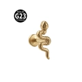 Golden G23 titanium snake shaped labret stud piercing for ear or lip in solid gold finish - Snake / Gold