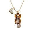 Golden necklace with brown enamel beaver pendant and I love you so Furry Much heart tag - Beaver/Squirrel