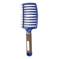 Brosse à cheveux bleue aérée avec poils de sanglier et manche antidérapant marron - Bleu sans poils