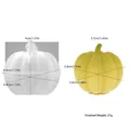 Halloween pumpkin silicone mold with finished yellow candle showing 3.8cm diameter dimensions - Pumpkin Mold 02 (Medium)