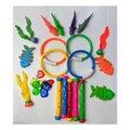 34-piece colorful underwater diving toy set with rings, sticks, and sharks on white background - 31-Piece Set