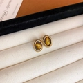 Silver Earring Post Irregular Oval Maillard Style Stud