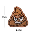 Brown embroidered poop emoji patch with orange border measuring 2.5cm by 2.5cm - Embroidered Poop Emoji / Brown
