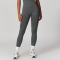 Leggings yoga grigio scuro a vita alta senza cuciture con ampia fascia elastica a coste - S / grigio scuro
