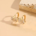 Elegant gold butterfly earrings with clear cubic zirconia stones and leverback design - Geometric Zirconia Style (ES2314-3)