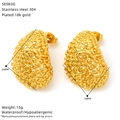 Detailed specs for gold stainless steel earrings with irregular lava texture and 18k plating - Irregular Lava Texture Style (SE083G)