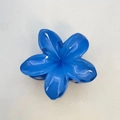 Blue tropical plumeria flower hair claw clip with a glossy finish for women's styling - 8cm / Ocean Blue