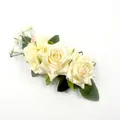 Bohemian cream rose hair comb with artificial flowers and green leaves for bridal hair - FS33-5 Off White