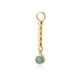 Luxury gold S925 silver hoop earring variant featuring a round turquoise stone and gold beads - Style B (Blue Round)
