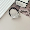 Elastic hair tie with a silver-finish irregular crumpled metal buckle in minimalist style - Style J Silver