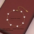 Collar de cadena de acero inoxidable dorado con dijes de corazones de perlas de resina - Pulsera / 18+5 Ajustable / Dorado