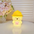 Cute yellow cartoon bear night light with hard hat and warm glowing plastic finish - Hat Bear - Pink