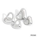 Polished silver 316L stainless steel hollow heart earrings in various sizes - Silver Style (PD3369)