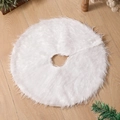 White long plush faux fur Christmas tree skirt laid on wooden floor for holiday decor - Small (50cm) / White