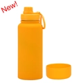 Orange 1L matte sports water bottle with handle and protective silicone base - 1 L / Earth Yellow - Sport