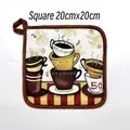 20x20cm square cotton pot holder featuring vintage coffee cup print and brown piping - Coffee Square