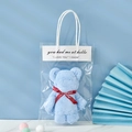 Light blue coral fleece bear towel in a gift bag with a red Just for you ribbon - 30*30cm / Light Blue Bear + OPP Bag