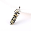 Hexagonal dalmatian jasper stone bullet pendant with a silver-tone metal clasp - Dalmatian Jasper