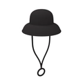 Black bucket-style silicone straw cover with adjustable strap on white background - 1 Piece / Hepburn Hat Black