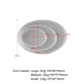Three-piece set of oval silicone coaster molds in large, medium, and small sizes - Oval Set