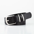 Zwarte damesriem met slangenprint en dubbele zilveren metalen ringgespen - 105cmx3cm / Slangenpatroon Zwart