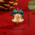 Detail view of gold Christmas bell charm with green bow and size 1.06 x 0.90 inch dimensions - Gold Bell with Green Bow
