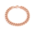 Bracelet gourmette poli en or rose fabriqué en acier inoxydable avec fermoir mousqueton - 8MM-16.5CM / Or rose