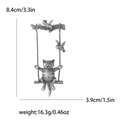 Silver vintage cat on swing brooch with birds and measurements 8.4cm by 3.9cm - Antique Silver