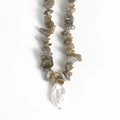 Handmade necklace with irregular grey stone chips and a large white Baroque pearl pendant - Labradorite Pearl