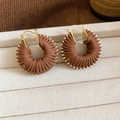 Boucles d'oreilles créoles C style œil de tigre vintage avec base dorée et texture spirale - 72# Anneau Texture Spirale Doré (Dormeuse)