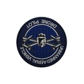 Blue honeycomb Drone Pilot embroidered patch with grey quadcopter for tactical gear - Round Drone Pilot (Blue)