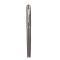 Executive dark grey metal rollerball pen with signature silver arrow clip design - Grey with Silver Trim