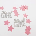 Pink stars and silver glitter It's a Boy confetti for baby shower party decoration - Silver GIRL + Pink Star