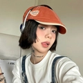 Retro orange brick-red newsboy cap with letter embroidery and fabric label details - Orange Patch