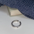 Vintage 925 sterling silver open ring in silver finish with retro engraved texture - Retro ANA Lettering Style (JZ1215) / Adjustable Open / Silver