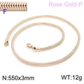 3mm rose gold plated square snake chain necklace 550mm length for men and women - Rose Gold 550x3mm(KN203643-Z)