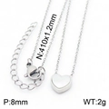 Silver stainless steel heart necklace with white shell inlay and lobster clasp - Silver/Steel Necklace (KN233768-K)