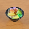 Miniature Japanese udon noodle bowl model with soft-boiled eggs and green broccoli - Oyster and Bamboo Shoot Noodles (No Keychain) / 5cm x 2cm x 2.5cm