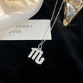 S925 sterling silver Scorpio zodiac necklace with sparkling zircon pavé on black velvet - Scorpio Style (NS984) / 925 Silver