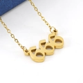 18K gold-plated stainless steel necklace featuring a polished lucky number 666 pendant - 666 (Including Chain)